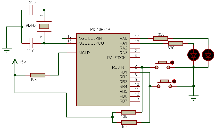 Pic16f84a Led Blink Using Push Button Ccs C Compiler 8575