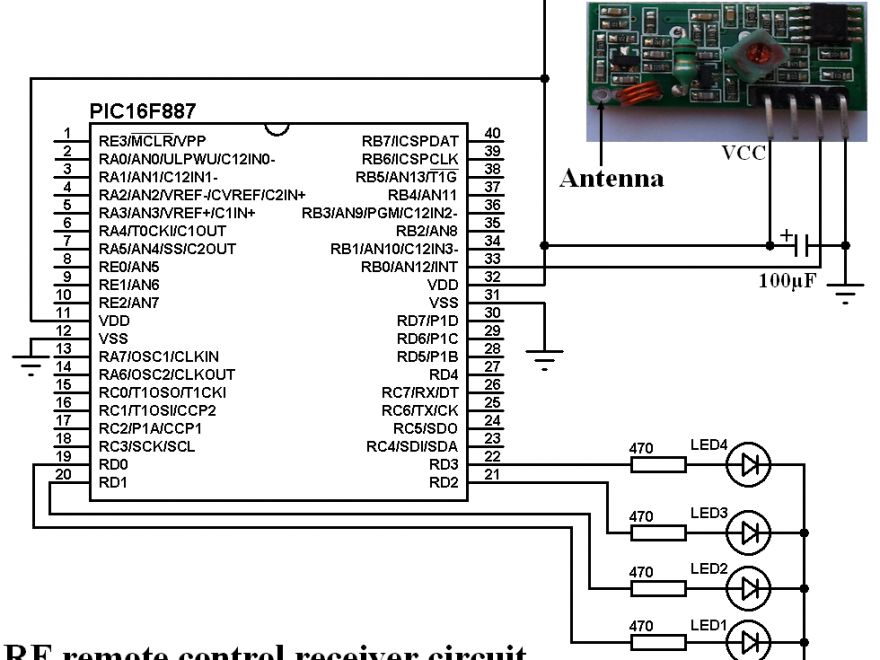 RF remote control receiver circuit