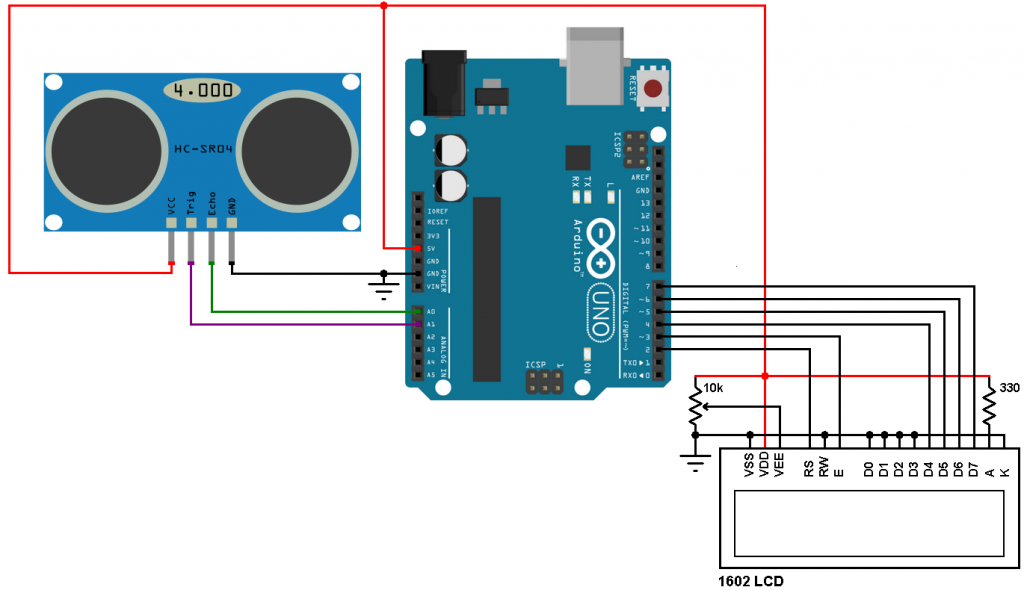 HC SR04 Sensor Circuit Diagram