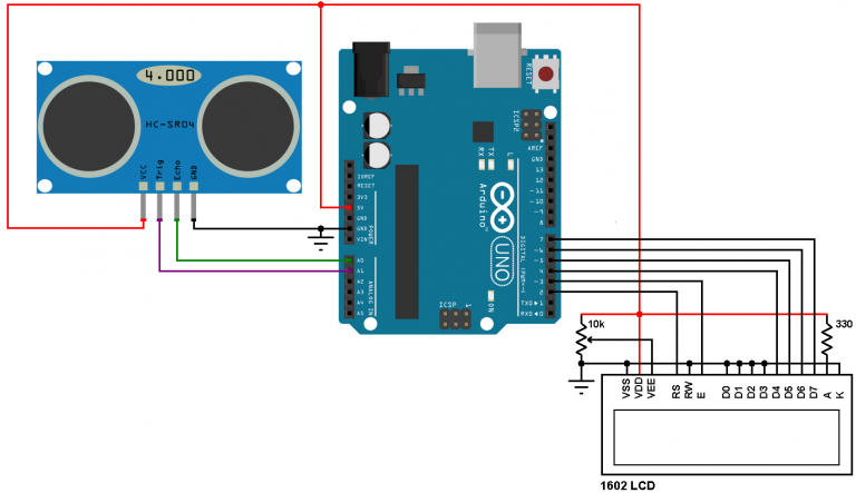 Arduino with HC-SR04 ultrasonic sensor