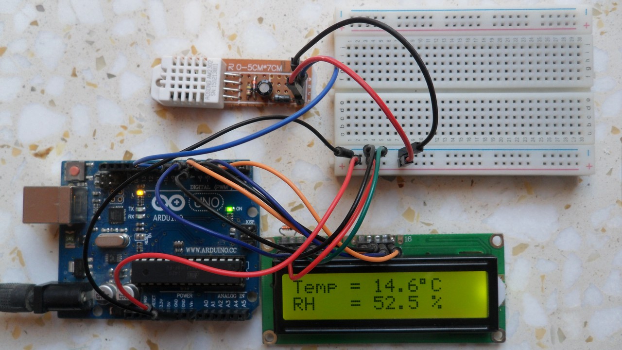 Arduino with DHT22 sensor and LCD - Simple Circuit