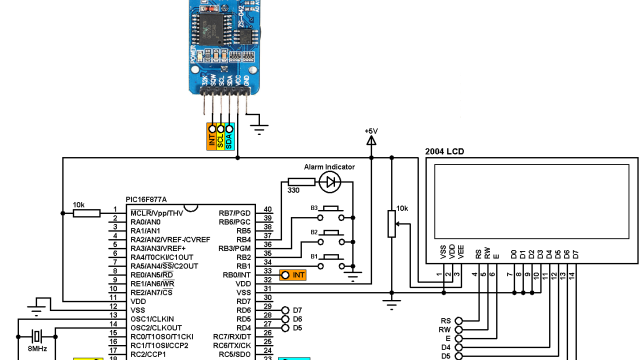 PIC16F877A DS3231 alarms real time clock with alarms circuit