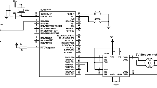 PIC16F877A bipolar stepper motor interface circuit