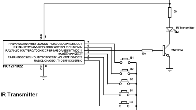 IR remote control transmitter circuit