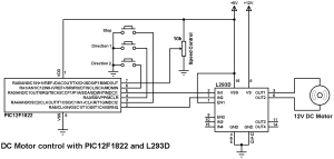 DC Motor control using PIC12F1822 and L293D - CCS C compiler