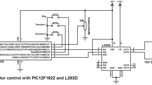 PIC12F1822 DC motor control L293D circuit