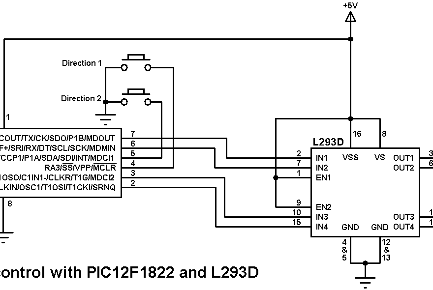 PIC12F1822 stepper motor control circuit