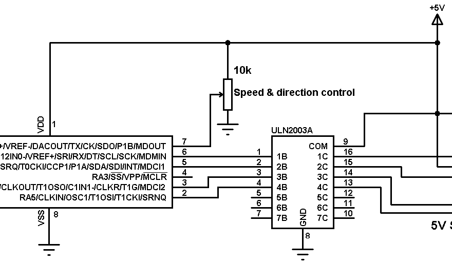 PIC12F1822 unipolar stepper motor control circuit
