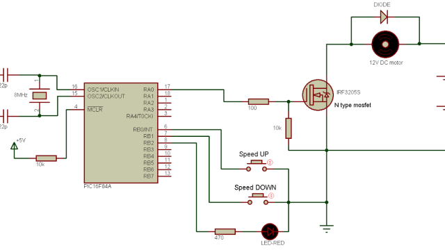 PIC16F84A DC motor speed control circuit