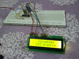 PIC16F84A LCD example hardware circuit
