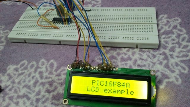 PIC16F84A LCD example hardware circuit
