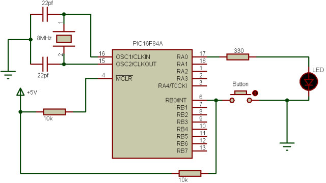 PIC16F84A Projects - Simple Circuit