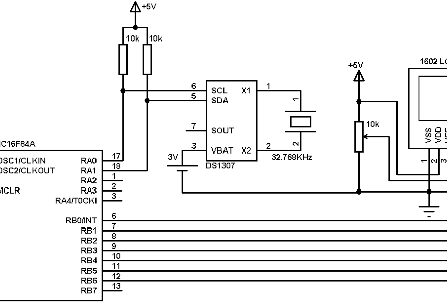 Pic16f84a часы схема