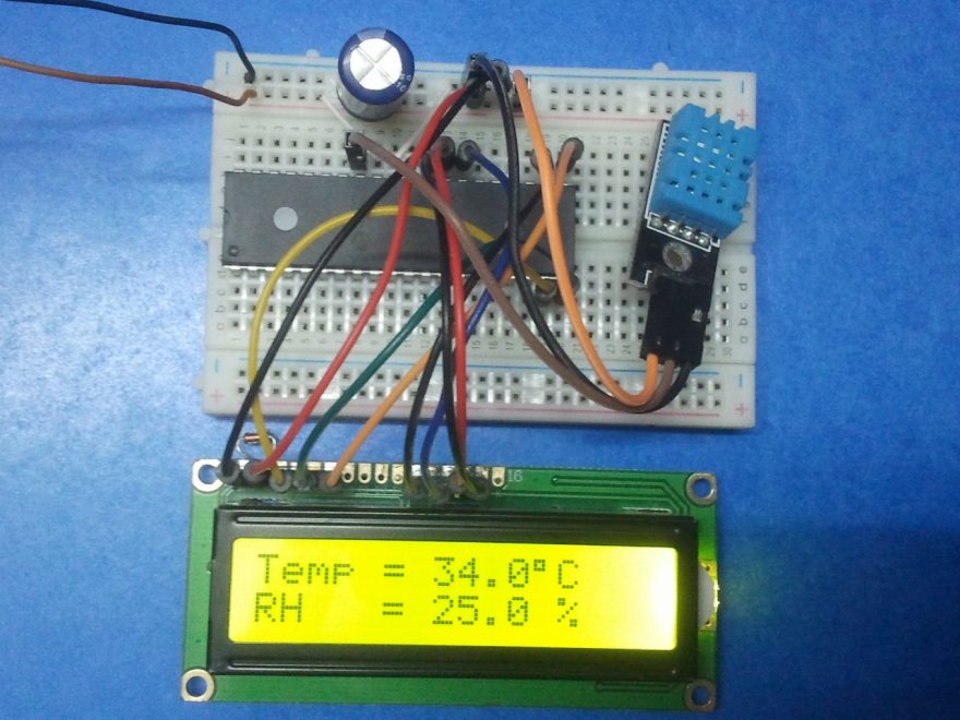 PIC16F887 DHT11 sensor hardware circuit