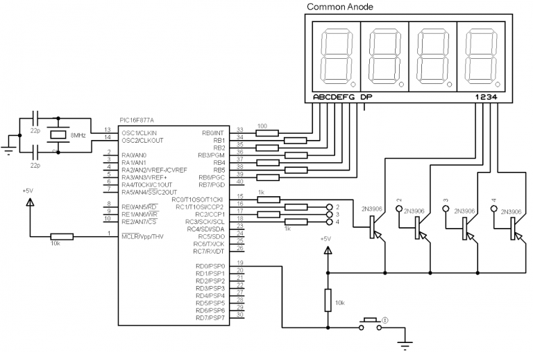 4-Digit digital counter using PIC16F877A and CCS C compiler