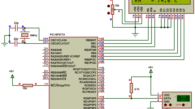PIC16F877A DHT22 AM2302 RHT03 Proteus simulation