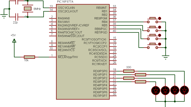 Enable PIC16F877A PORTB internal pull-ups circuit