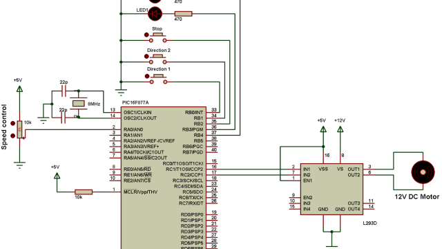 PIC16F877A L293D DC motor driver circuit