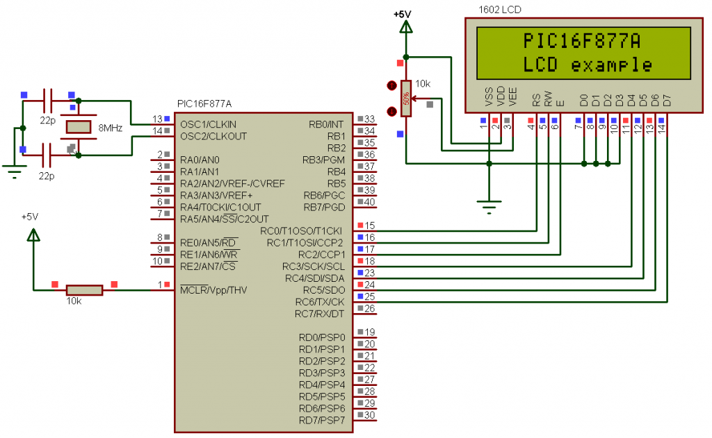 Interfacing PIC16F877A with LCD using CCS C compiler