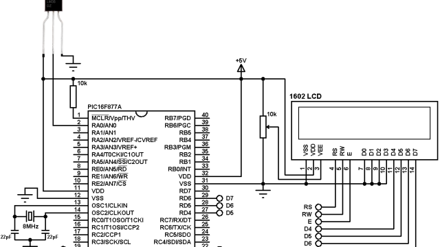 PIC16F877A LM35 temperature sensor interfacing circuit