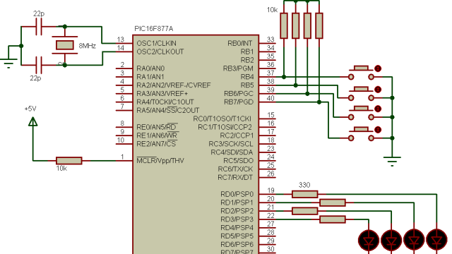 PIC16F877A PORTB interrupt on change circuit