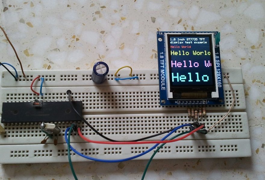 PIC16F877A ST7735 TFT display hardware circuit