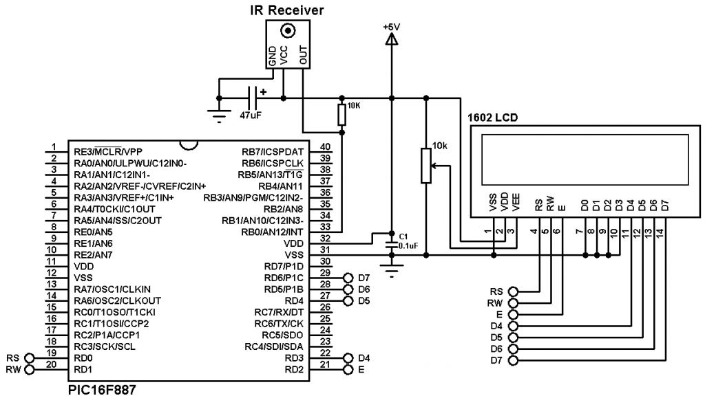 NEC Protocol decoder with PIC16F887 microcontroller - CCS C