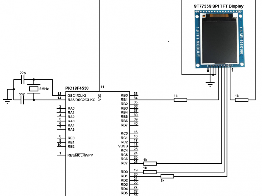 ST7735 TFT vertical scrolling with PIC18F4550