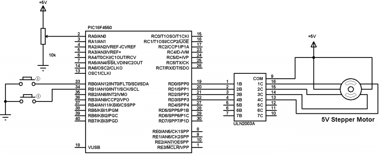 Unipolar stepper motor control with PIC18F4550 - CCS C