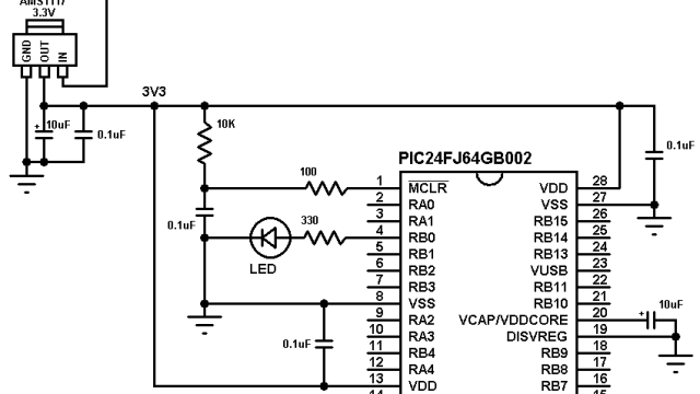 pic24fj64gb002 LED blink circuit