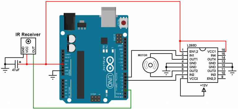 Arduino based remote controlled DC motor
