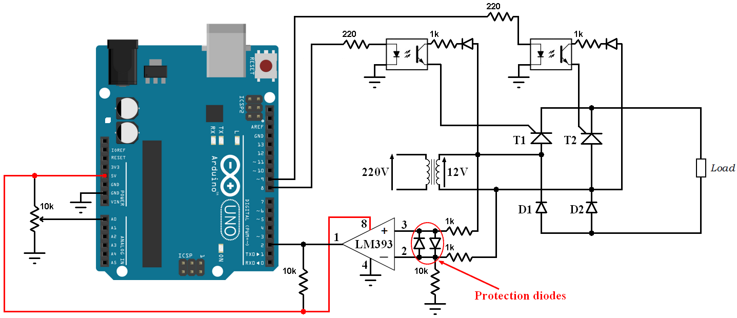 Controlled bridge rectifier with Arduino Simple Circuit