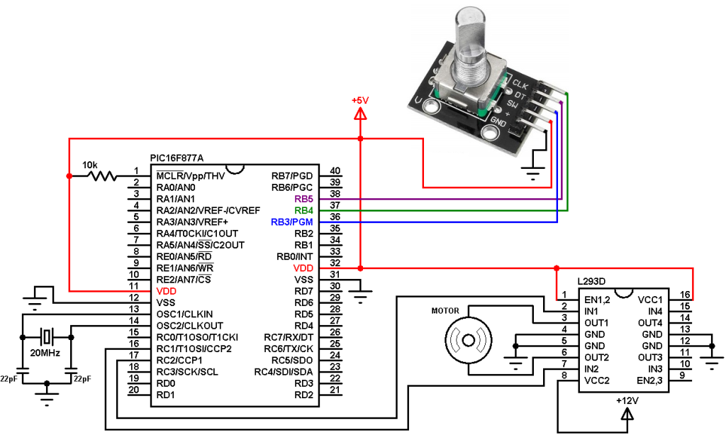 Dc Motor Speeddirection Control Using Pic16f877a And Rotary Encoder 9085