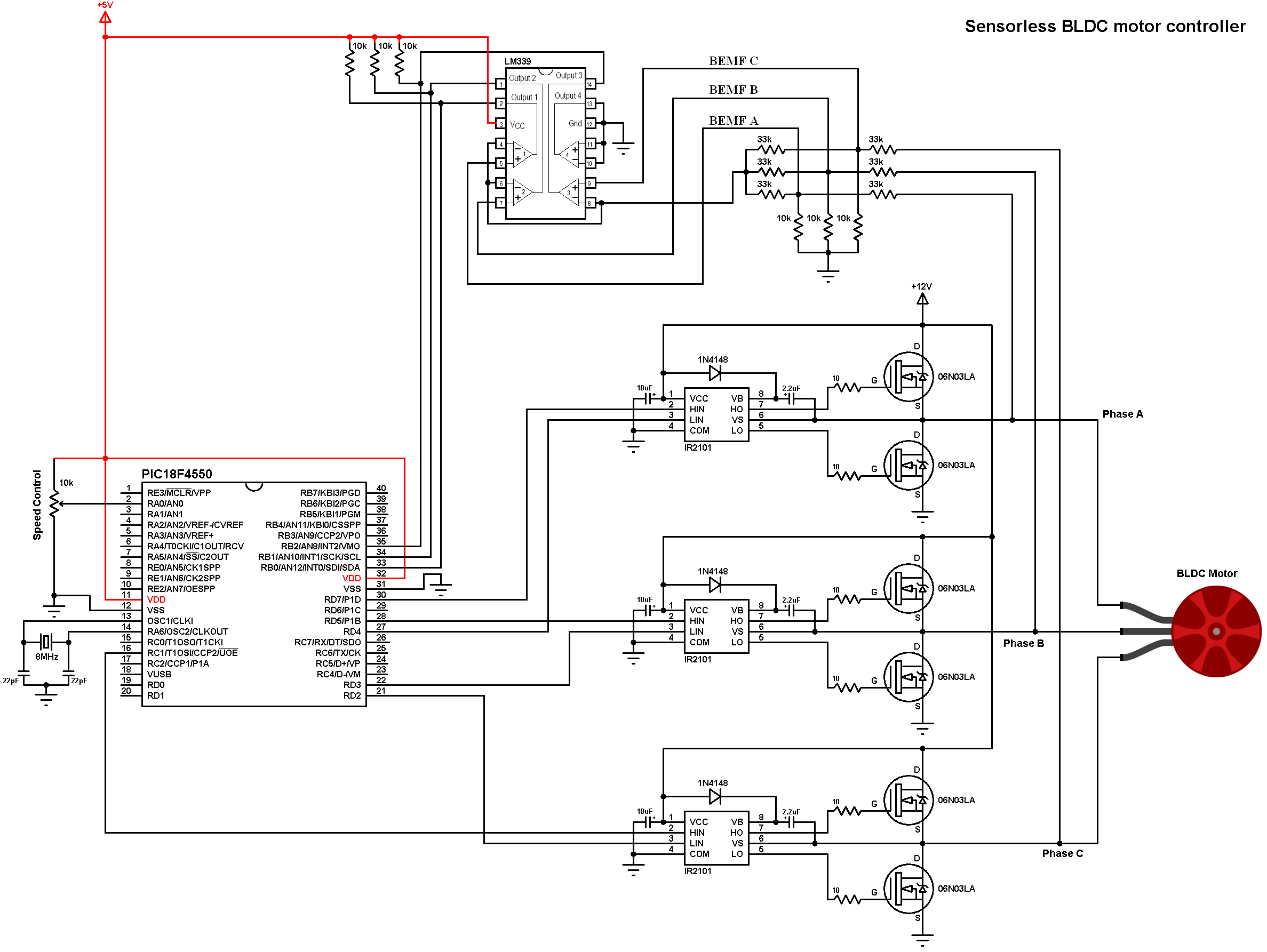 Sensorless BLDC motor controller using PIC18F4550 ...