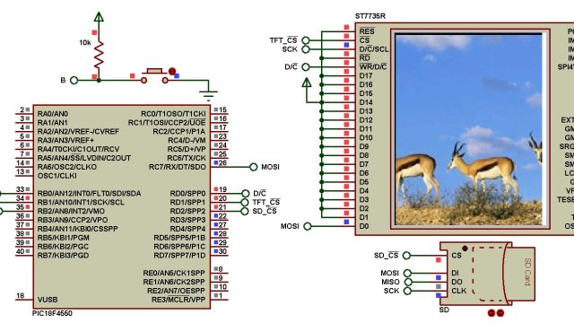SD card and ST7735R TFT Proteus simulation with PIC18F4550 microcontroller