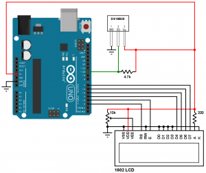 Digital thermometer using Arduino and DS18B20 sensor