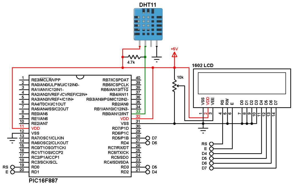 Interfacing Pic16f877a With Dht11 Rht01 Sensor Proteus Simulation Images 7293