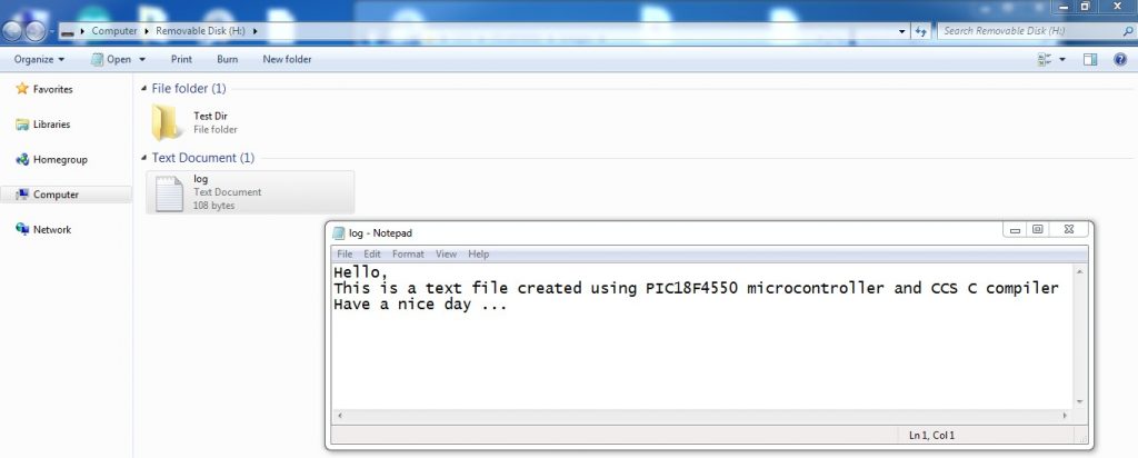 SD card files created by PIC18F4550 microcontroller