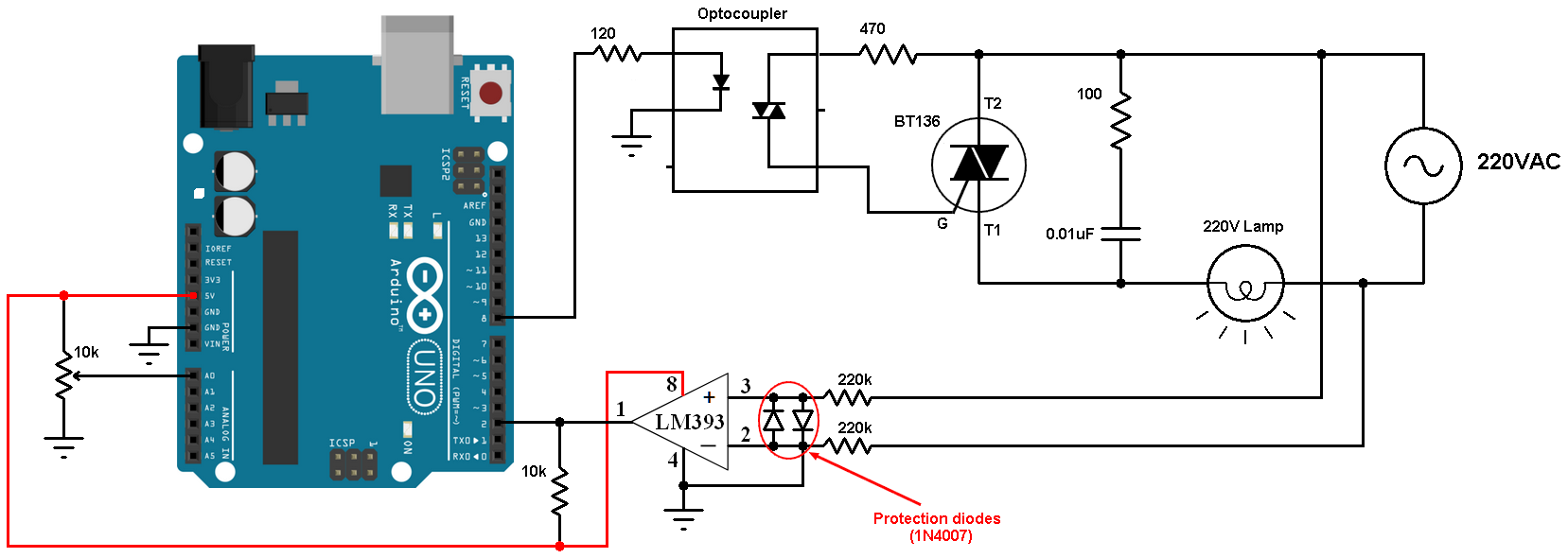 Reproduce Perfect Counsel 220V Light dimmer with Arduino - Lamp brightness control