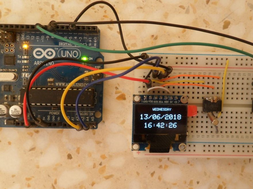 Arduino real time clock with DS1307 and SSD1306