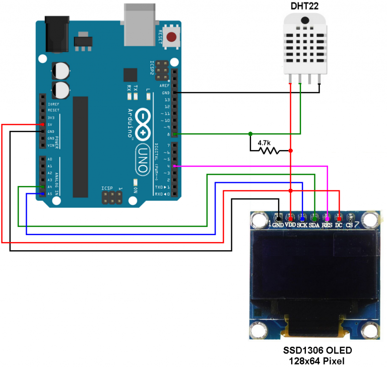 Arduino With SSD OLED And DHT DHT Sensor