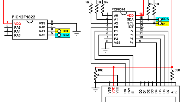 PIC12F1822 I2C LCD circuit with PCF8574