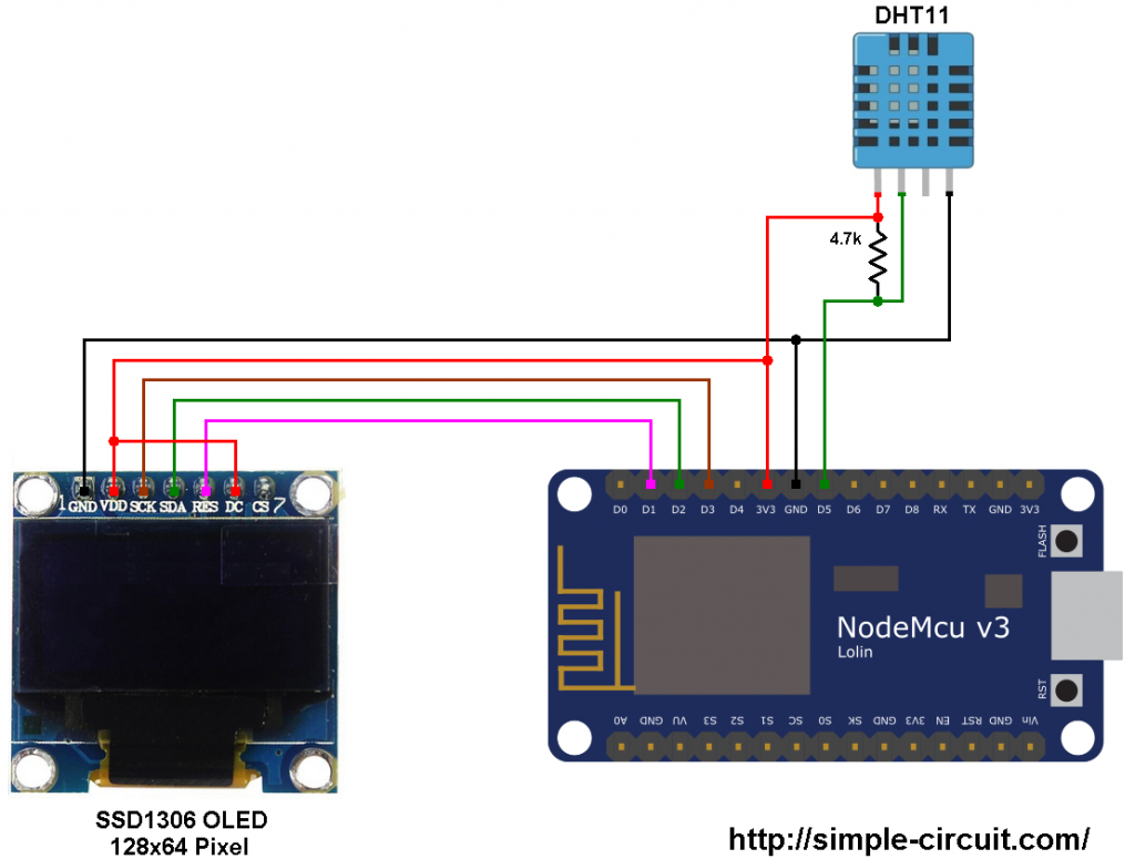 Esp8266 Nodemcu Interfacing With Dht11 Sensor And Ssd1306 Tecnomedium 9371