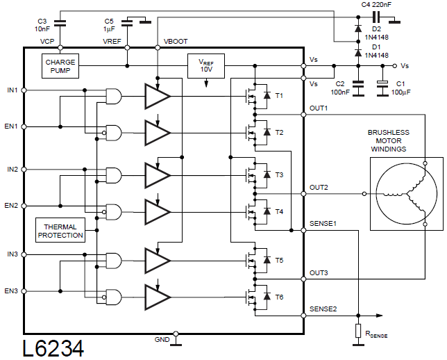 Brushless DC motor control with Arduino and L6234 driver ...
