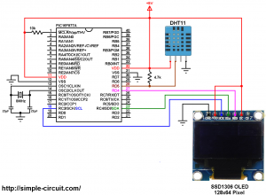 PIC16F877A with DHT11 sensor and SSD1306 OLED