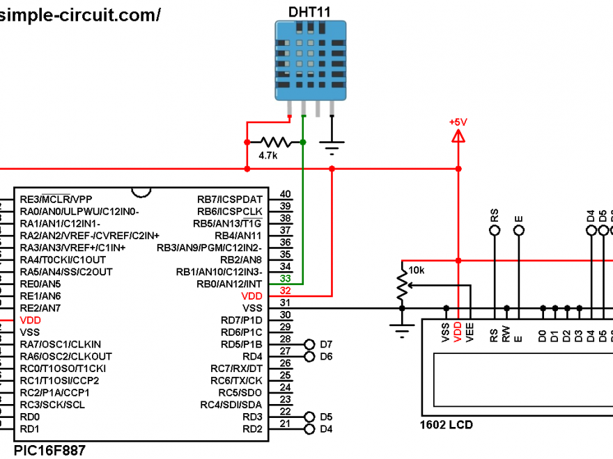 PIC microcontroller with DHT11 sensor and LCD - MPLAB XC8 DHT11