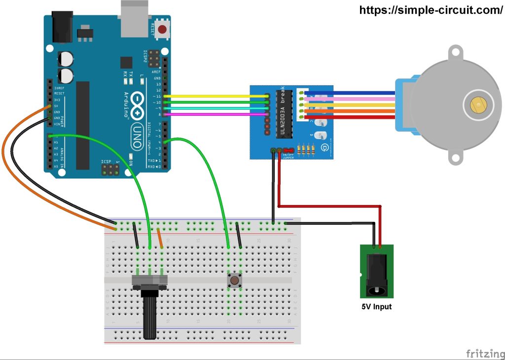 stepper motor arduino programming fritzing