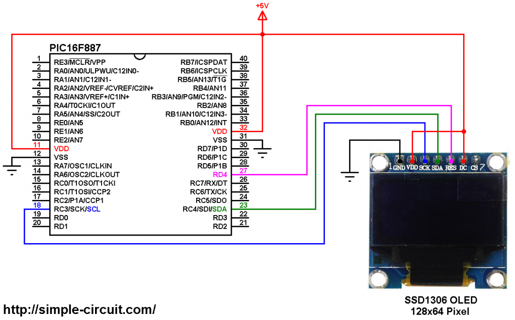 Interfacing PIC microcontroller with SSD1306 OLED | mikroC Projects