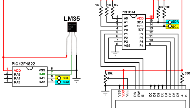 PIC12F1822 MCU with LM35 temperature sensor and LCD - MPLAB XC8 LM35