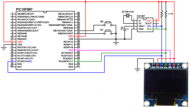 PIC16F887 with DS1307 RTC and SSD1306 OLED - SSD1306 DS1307